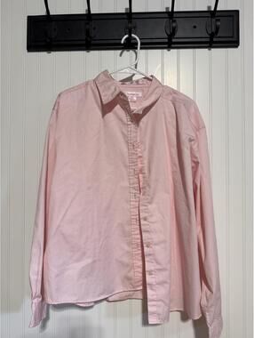 FeatherLite Women 2XL Light Pink Stain Resistant Twill Button Down Shirt